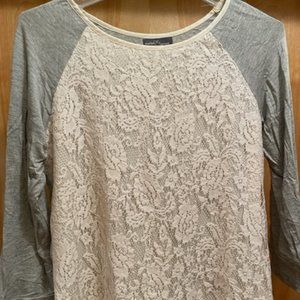 Woman's Three-quarter lace top, Market & Spruce, small